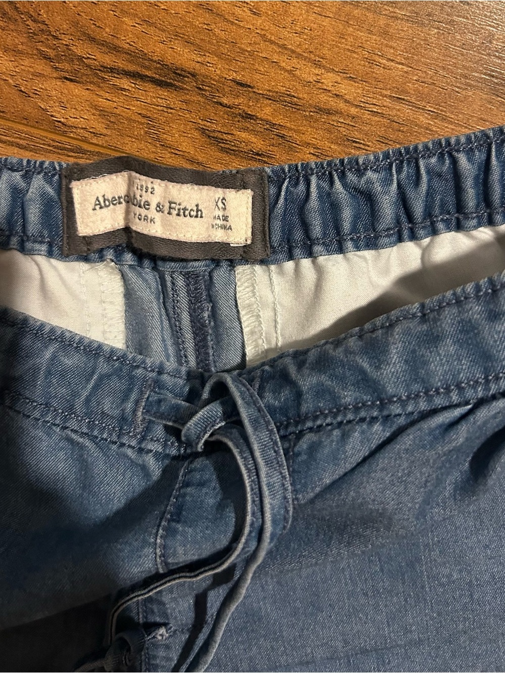 Abercrombie & Fitch Blue soft Denim Drawstring Shorts - Picture 2 of 4